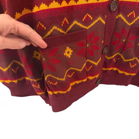 Harry Potter Wizarding World Gryffindor Fair Isle Cardigan Red Size Small - Picture 5 of 10